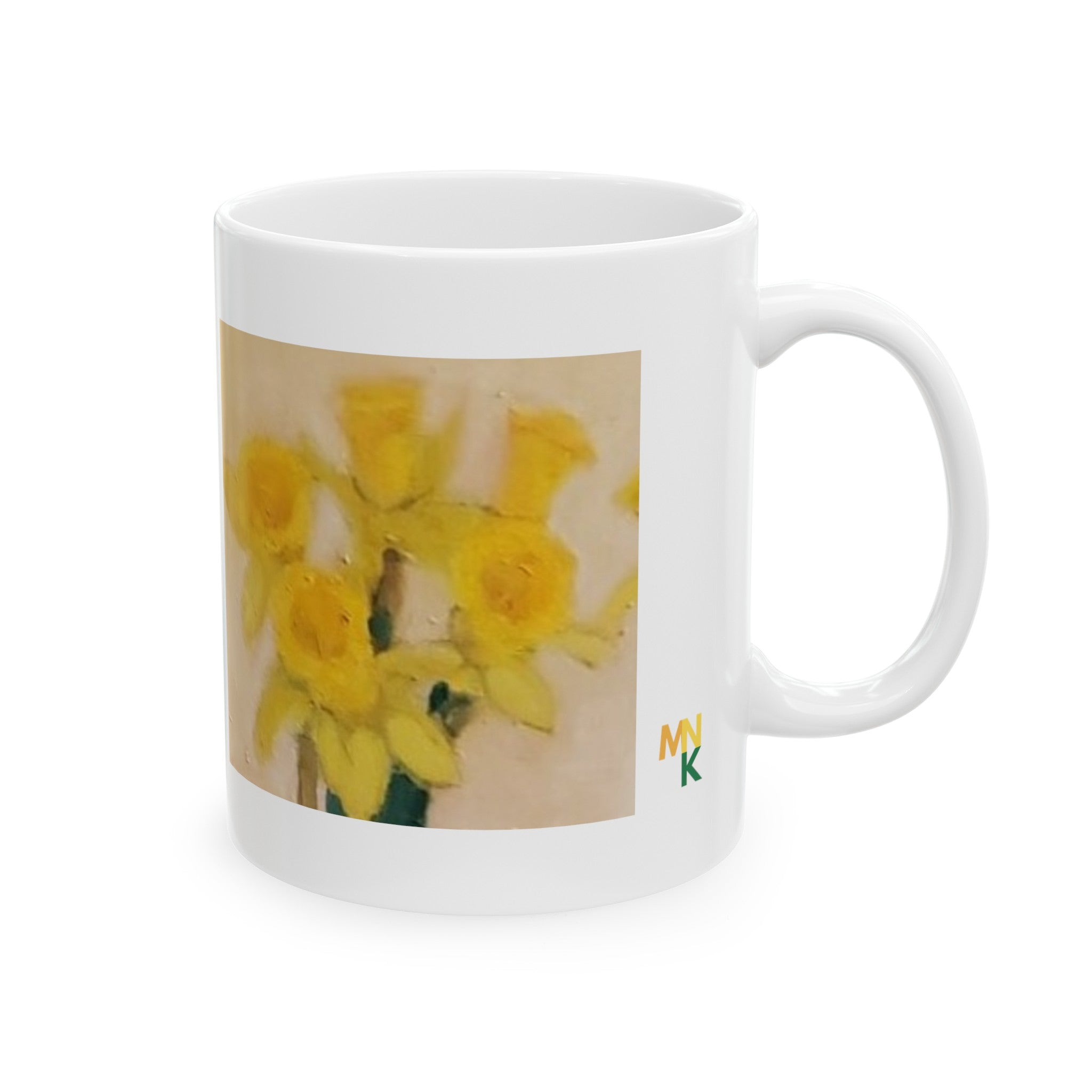 Large high quality Ceramic Mug with Green Daffodils